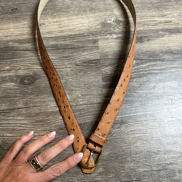 Ostrich Grain Leather Belt – Size 34 | Made in USA | Western Cowboy Style - Picture 3 of 5